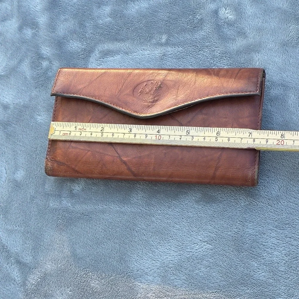 Vtg Buxton Leather‎ Unisex Pocket Book Change Purse Tan Folding Card Storage
